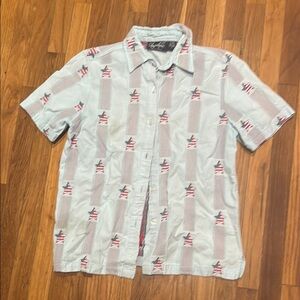 Angelique's Atelier Blue and Red Casual Button Down Shirt